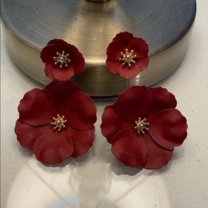 Anthro Burgundy Convertible Earrings